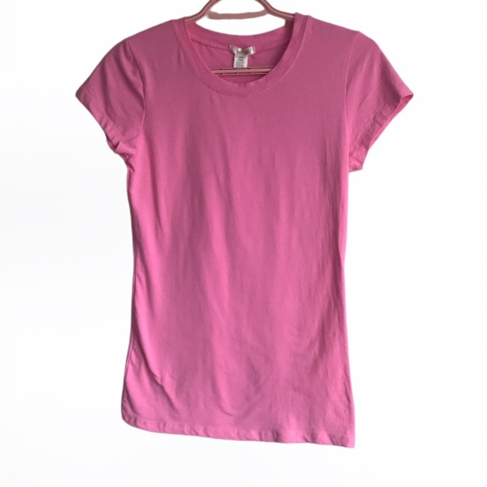 BOZZOLO Pink Basic Crew Neck Large T-Shirt